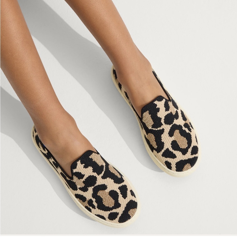 ROTHY'S The Original Slip On Sneakers in Desert Cat Leopard Print Size 3 Girl's